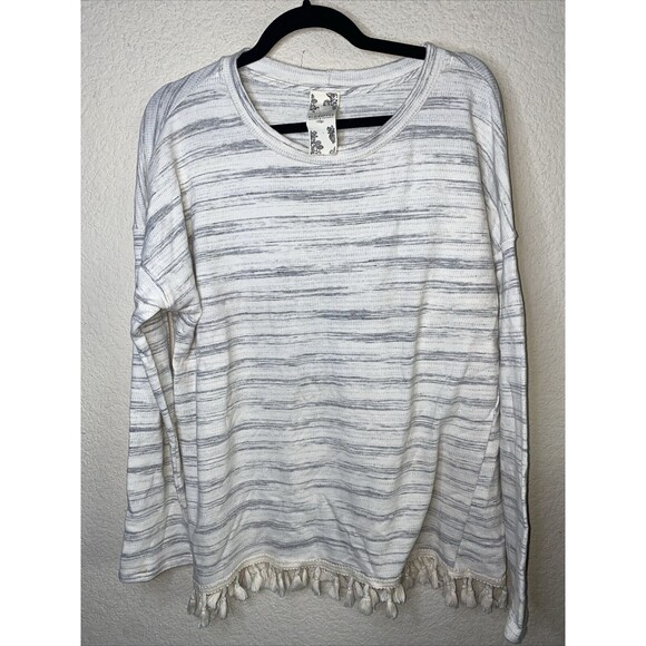 Anthropologie Blu Pepper Tassle sweater fringe boho L lagen cottage fairy - Picture 1 of 6